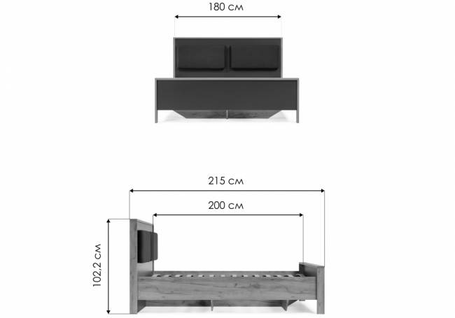 Кровать Тхан 180х200 дуб крафт золотой / антрацит