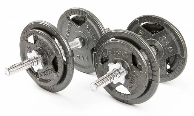 Набор гантелей с железной ручкой "HAMMERTONE", 2x11,5кг Набор гантелей с железной ручкой "HAMMERTONE", 2x11,5кг