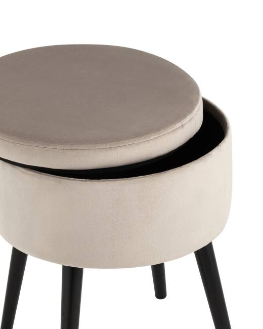 Пуф Клайс с ящиком велюр серо-бежевый