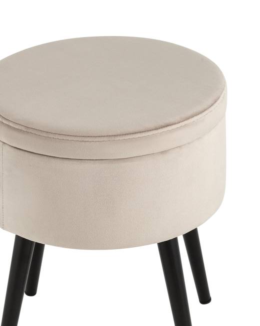 Пуф Клайс с ящиком велюр серо-бежевый