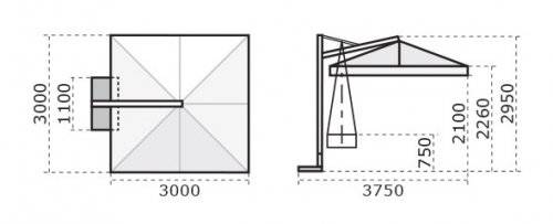 Зонт профессиональный 3х3 м Galileo Dark антрацит, терракотовый 3000х3000 мм Зонт профессиональный 3х3 м Galileo Dark антрацит, терракотовый 3000х3000 мм