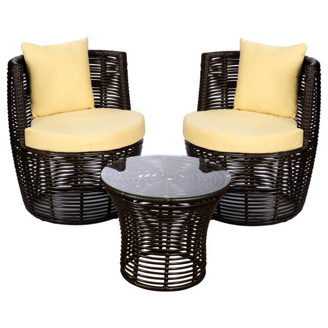 Комплект кофейный из искусственного ротанга ВАЗА, коричневый