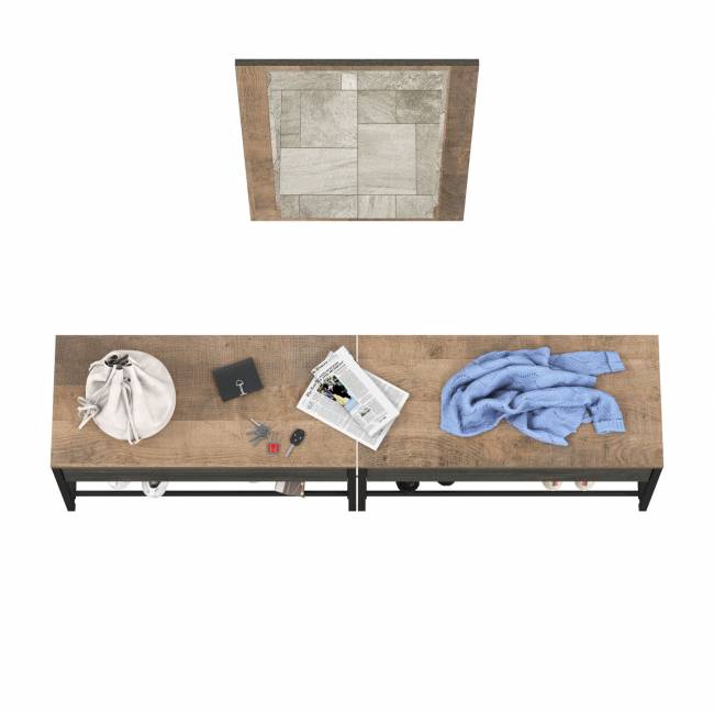 Две тумбы для обуви с сиденьем и зеркалом Трувор цвет дуб гранж песочный/интра Две тумбы для обуви с сиденьем и зеркалом Трувор цвет дуб гранж песочный/интра