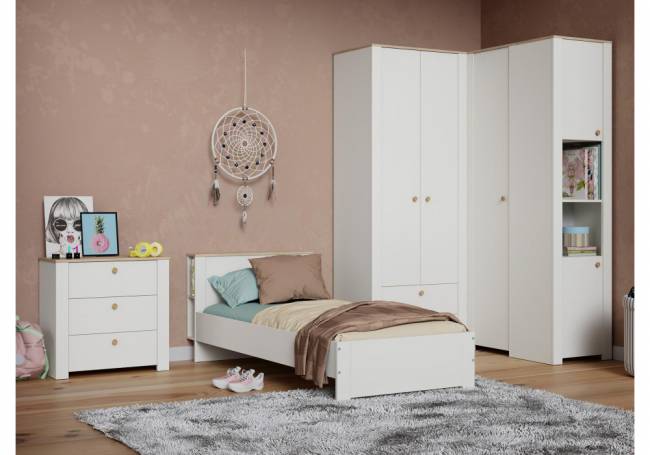 Джастин 13.339 белый PE шагрень / дуб белый exclusive OW D4430