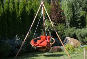 Подвесное деревянное кресло качели с подушками - комплект МАЙЯ SET