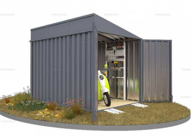 Хозблок SKOGGY секционный с односкатной крышей 3 х 2 м, брутальный серый