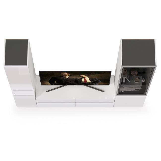 Сидней комплектация № 24 цвет белый/чёрный/фасады МДФ белый глянец