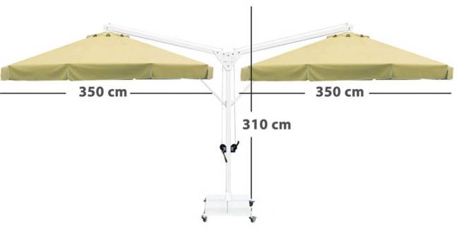 Зонт профессиональный двухкупольный Ø3.5х7 м Double Banana T бежевый Ø3500х7000 мм Зонт профессиональный двухкупольный Ø3.5х7 м Double Banana T бежевый Ø3500х7000 мм