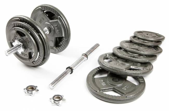 Набор гантелей с железной ручкой "HAMMERTONE", 2x19 кг Набор гантелей с железной ручкой "HAMMERTONE", 2x19 кг