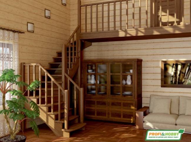Деревянная лестница К-009м Деревянная лестница К-009м
