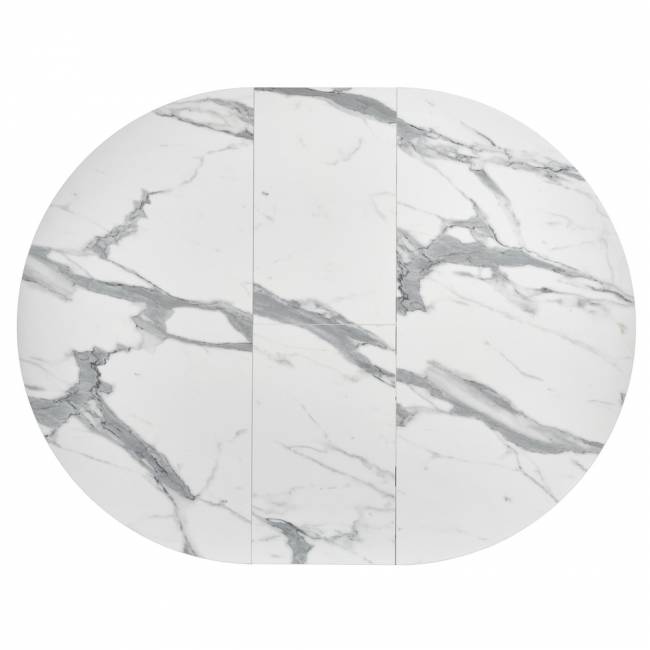 Стол Rudolf круглый раскладной 100-130x100x75см, белый мрамор, чёрный Стол Rudolf круглый раскладной 100-130x100x75см, белый мрамор, чёрный