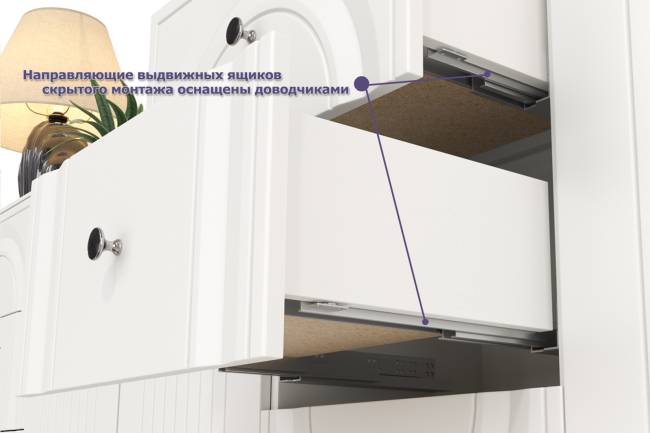 Комод для ТВ-аппаратуры с навесной полкой и широкий сервант Валенсия цвет белый шагрень