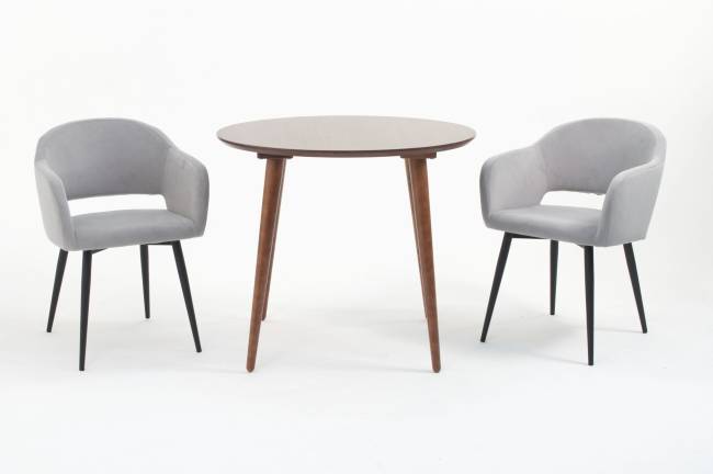 Стол Монте К 100 орех с креслами Пичч велюр серый Стол Монте К 100 орех с креслами Пичч велюр серый