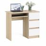Стол компьютерный три ящика Мори МС-6 правый цвет дуб сонома/белый