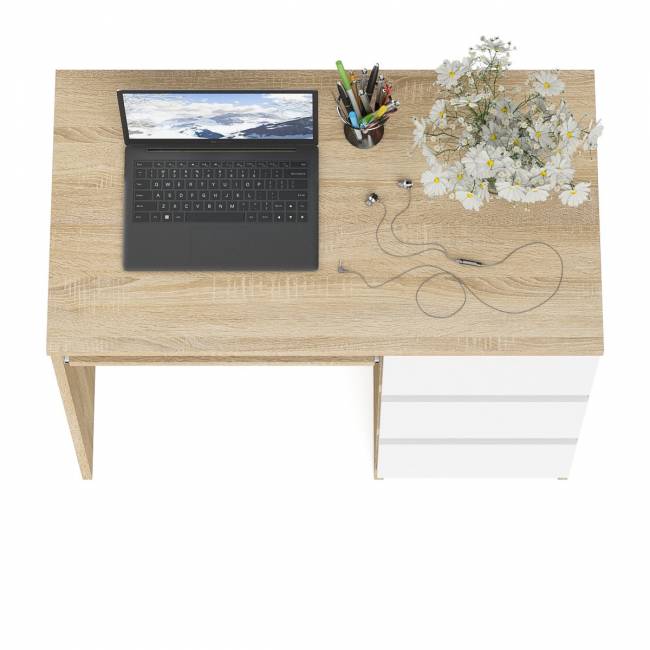 Стол компьютерный три ящика Мори МС-6 правый цвет дуб сонома/белый