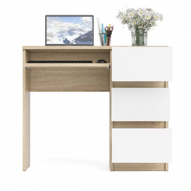 Стол компьютерный три ящика Мори МС-6 правый цвет дуб сонома/белый