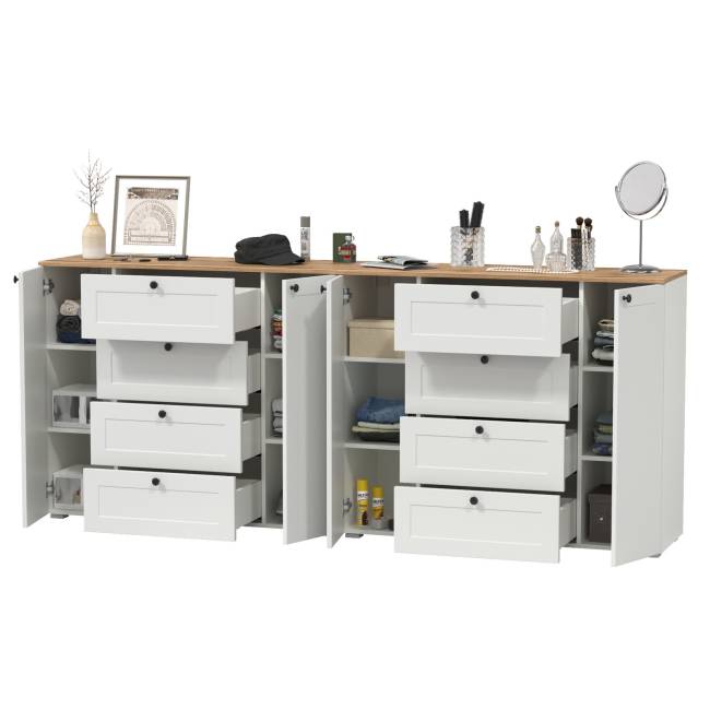 Два больших комода Остин цвет белый шагрень/дуб крафт золотой