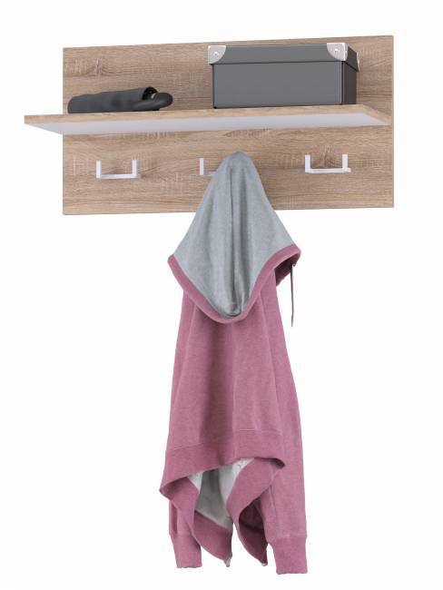 Полка-вешалка Куба 10.123 цвет дуб сонома/белый премиум