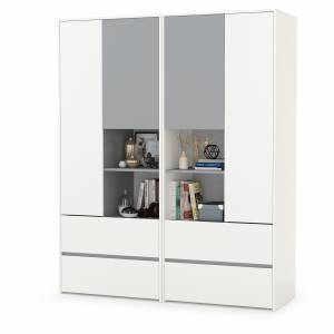 Два шкафа для одежды для молодёжной Торонто цвет белый шагрень/стальной серый