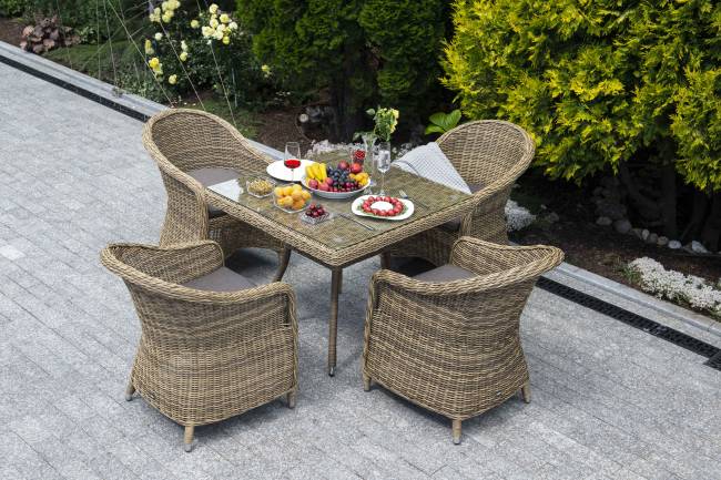 "Фредо" обеденная группа из искусственного ротанга, цвет соломенный "Фредо" обеденная группа из искусственного ротанга, цвет соломенный