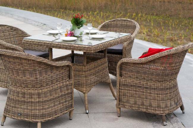 "Фредо" обеденная группа из искусственного ротанга, цвет соломенный "Фредо" обеденная группа из искусственного ротанга, цвет соломенный