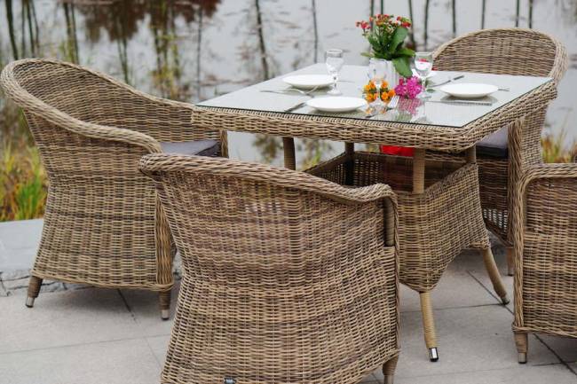 "Фредо" обеденная группа из искусственного ротанга, цвет соломенный "Фредо" обеденная группа из искусственного ротанга, цвет соломенный