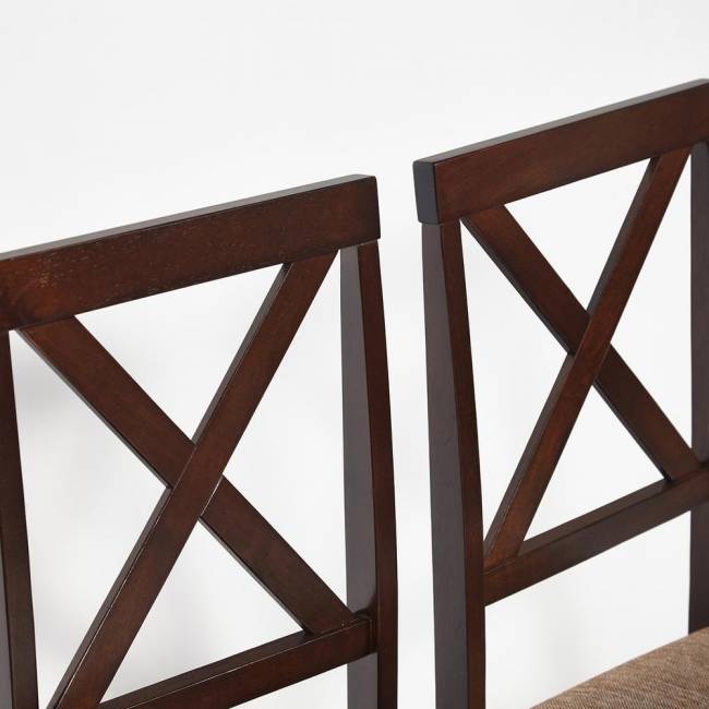 Обеденный комплект Хадсон (стол + 4 стула)/ Hudson Dining Set дерево гевея/мдф, стол: 110х70х75см / стул: 44х42х89см, cappuccino (темный орех), ткань кор.-зол. (1 cappuccino (темный орех) дерево гевея/мдф