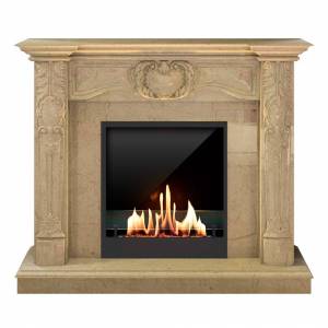 Биокамин в мраморном портале SteelHeat Mushketer (Стекло + Стемалит)