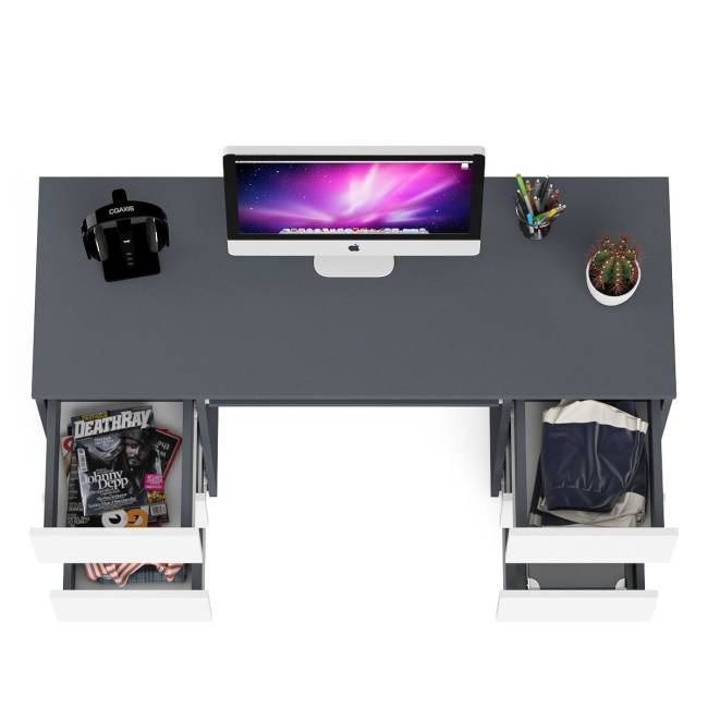 Компьютерный стол с двумя тумбами Мори МС-2 цвет графит/белый Компьютерный стол с двумя тумбами Мори МС-2 цвет графит/белый