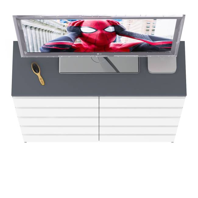 Комод высокий на десять выдвижных ящиков Мори МК1200.10 цвет графит/белый