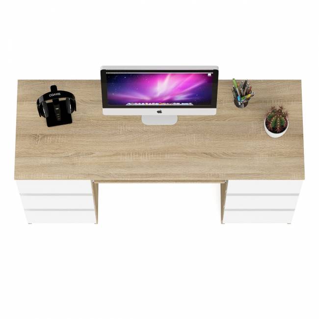 Компьютерный стол с двумя тумбами Мори МС-2 цвет дуб сонома/белый Компьютерный стол с двумя тумбами Мори МС-2 цвет дуб сонома/белый