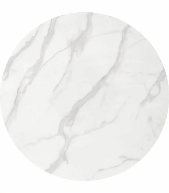 Стол Tulip D90, столешница керамика белый мрамор /опора золото