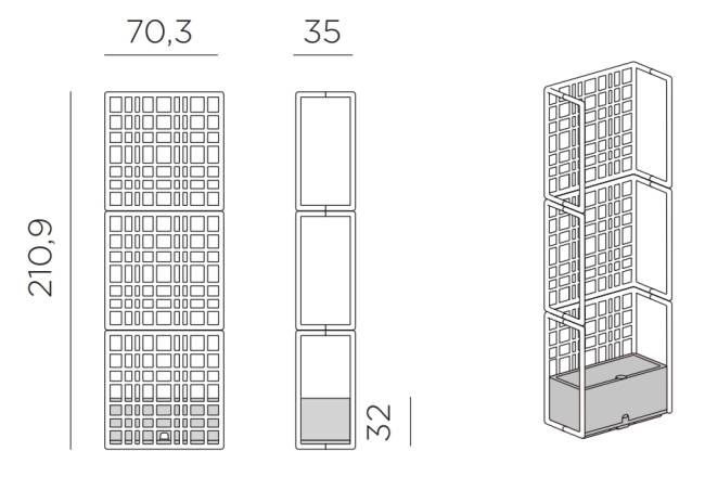 Кашпо пластиковое модульное Sipario 3 кактус 703х350х2109 мм Кашпо пластиковое модульное Sipario 3 кактус 703х350х2109 мм