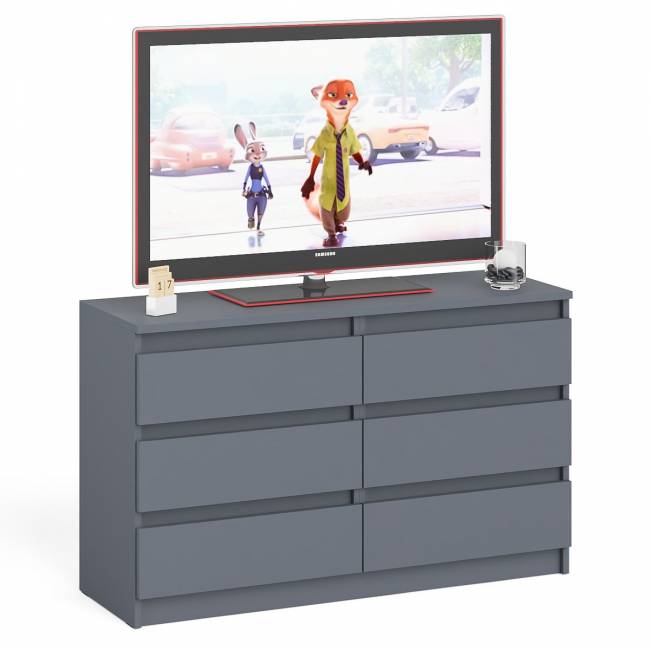 Широкий комод шесть ящиков Мори МК1200.6 цвет графит