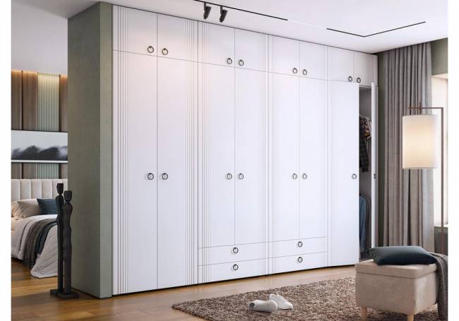 Прихожая Ева 116.01 белое дерево / белый матовый