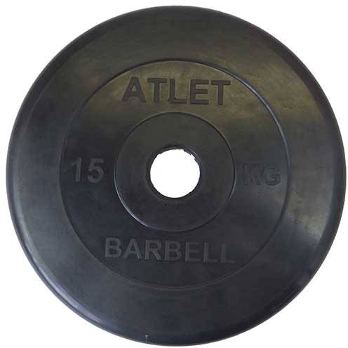 Диск обрезиненный черный MB ATLET d-51 15 кг Диск обрезиненный черный MB ATLET d-51 15 кг