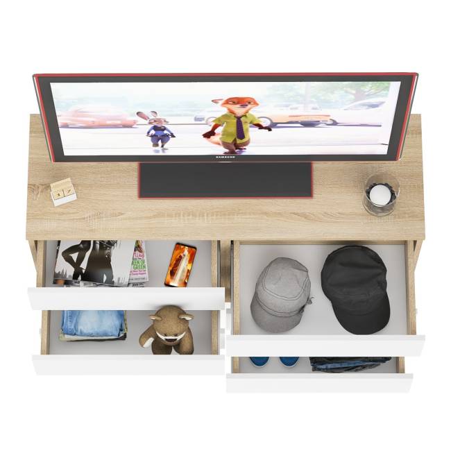 Широкий комод шесть ящиков Мори МК1200.6 цвет дуб сонома/белый