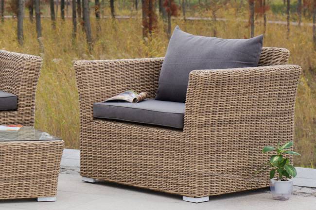 "Капучино Сингл" лаунж-зона из искусственного ротанга, цвет соломенный "Капучино Сингл" лаунж-зона из искусственного ротанга, цвет соломенный