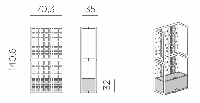 Кашпо пластиковое модульное Sipario 2 кактус 703х350х1406 мм Кашпо пластиковое модульное Sipario 2 кактус 703х350х1406 мм