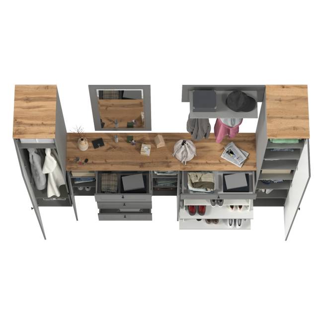 Стенка в прихожую Остин № 58 цвет серый графит/дуб крафт золотой Стенка в прихожую Остин № 58 цвет серый графит/дуб крафт золотой