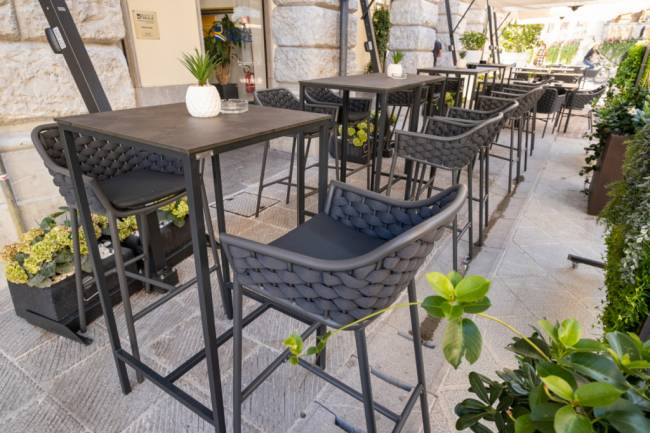 Кресло барное плетеное Panama черный, темно-серый, черный 540х540х1010 мм