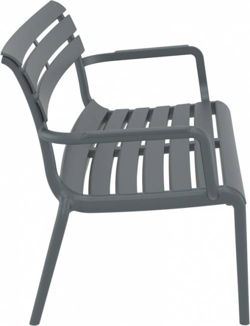 Диван пластиковый двухместный Paris Lounge темно-серый 1160х700х750 мм