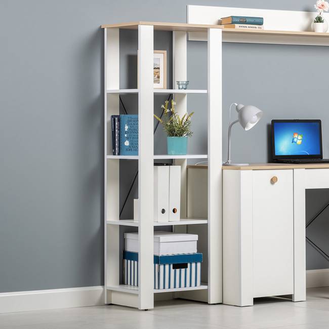 Стеллаж открытый Джастин 13.354 цвет белый шагрень/дуб белый эксклюзив