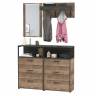 Вешалка для одежды с зеркалом для прихожей и два комода с нишей Трувор цвет дуб гранж песочный/интра