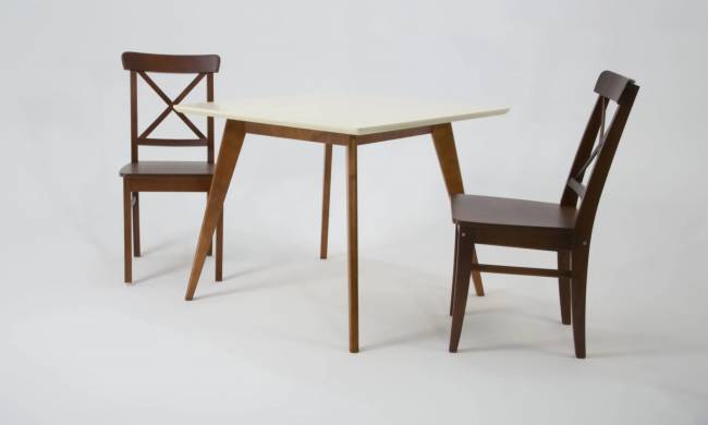 Стол Сканди М 90 орех/слоновая кость со стульями Ингольф орех
