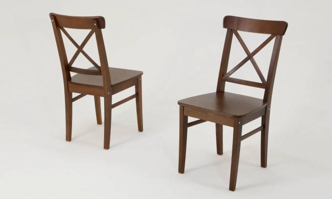 Стол Сканди М 90 орех/слоновая кость со стульями Ингольф орех