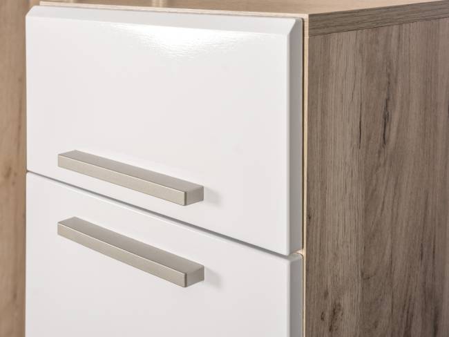 Прихожая Лайн № 5 цвет дуб крафт серый/фасады МДФ белый глянец Прихожая Лайн № 5 цвет дуб крафт серый/фасады МДФ белый глянец