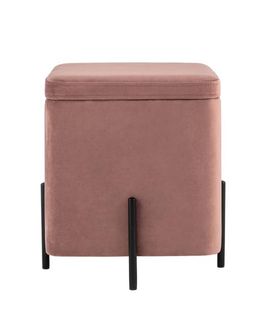 Пуф Грейс квадрат с ящиком велюр пыльно-розовый