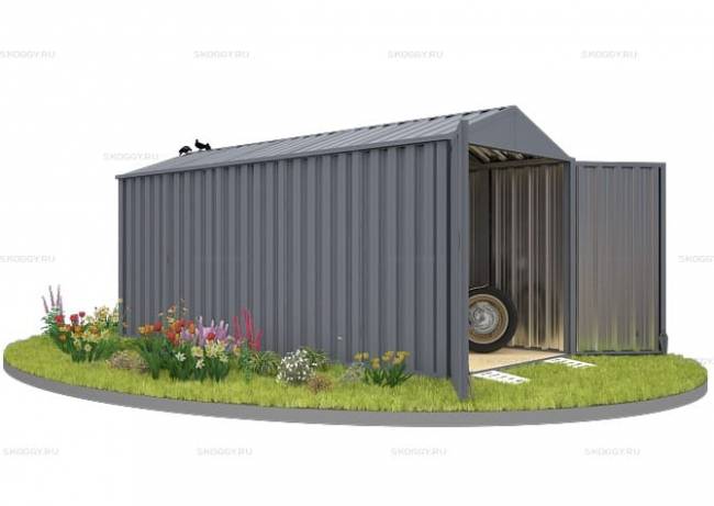 Хозблок SKOGGY секционный с двускатной крышей 5 х 2 м, брутальный серый Хозблок SKOGGY секционный с двускатной крышей 5 х 2 м, брутальный серый