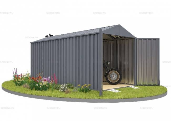 Хозблок SKOGGY секционный с двускатной крышей 5 х 2 м, брутальный серый Хозблок SKOGGY секционный с двускатной крышей 5 х 2 м, брутальный серый
